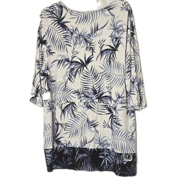 J. Jill Wearever Tropical Frond Print Tunic Top Rayon Blend 2X Packable - Picture 11 of 13